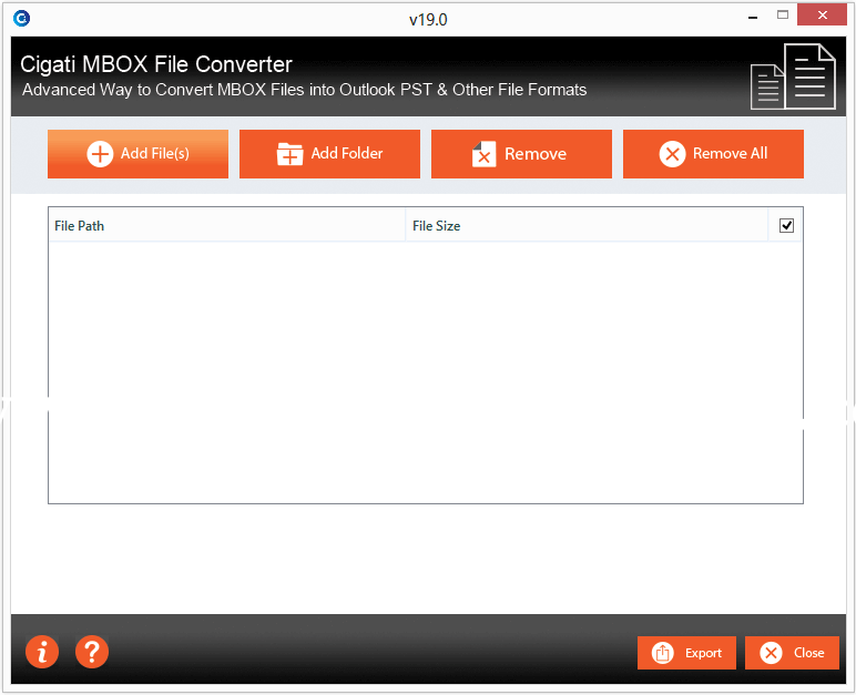 Cigati MBOX File Converter Screenshots